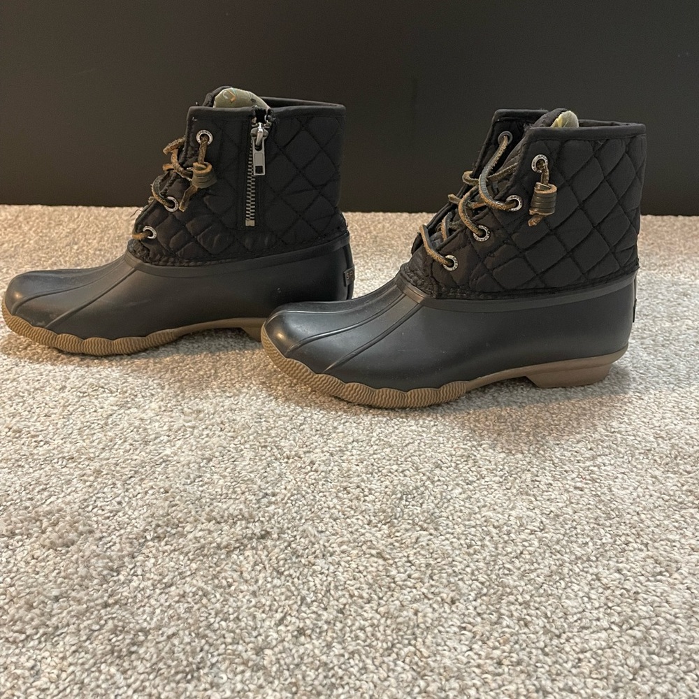 Black Sperry Duck Boots, Size 6 Womens